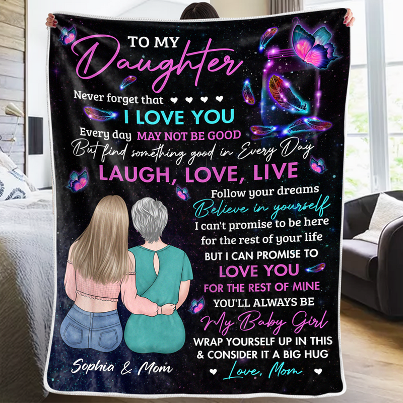 You'll Always Be My Baby Girl - Family Personalized Custom Blanket - Gift From Mom
