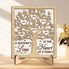 We Love You With All Of Our Hearts - Family Personalized Custom 2-Layered Wooden Plaque With Stand - House Warming Gift For Mom, Grandma