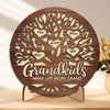 Grandkids Make My Heart Smile - Family Personalized Custom 2-Layered Wooden Plaque With Stand - Gift For Grandma