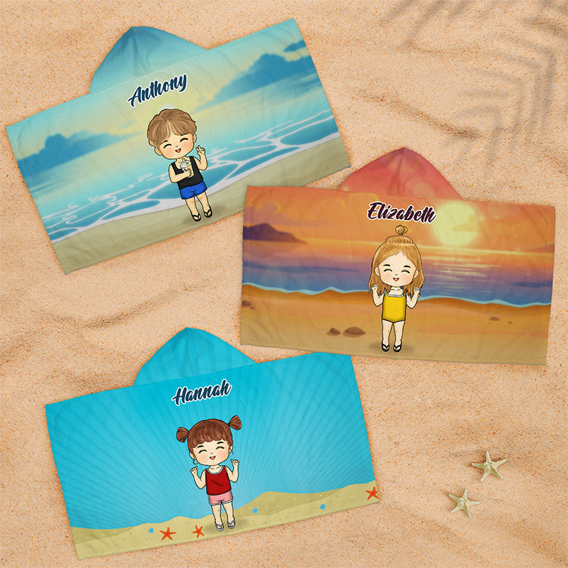 Let's Seas The Day - Family Personalized Custom Kid Hooded Beach Towel - Gift For Kids, Family Members