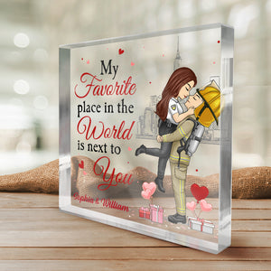 Next To You - Couple Personalized Custom Square Shaped Acrylic Plaque - Gift For Husband Wife, Anniversary