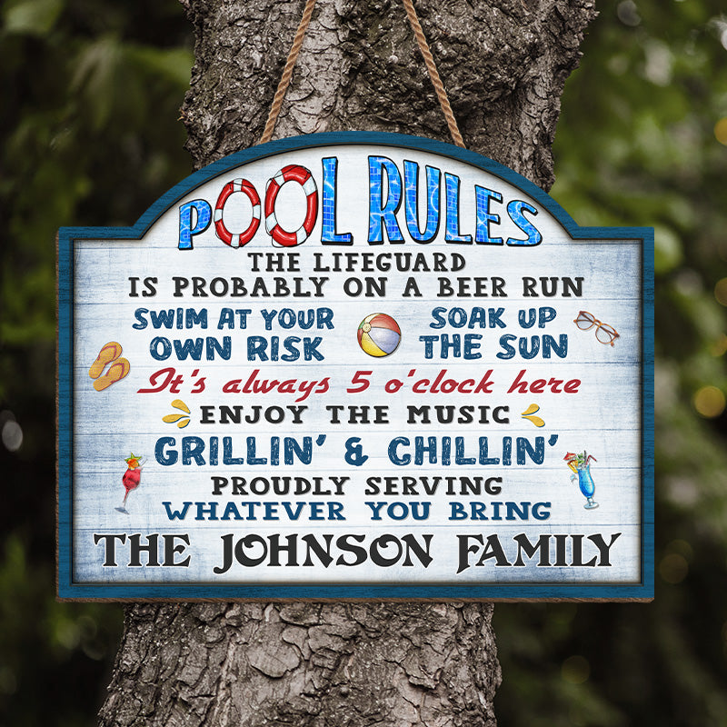 Swim At Your Own Risk Soak Up The Sun - Couple Personalized Custom Shaped Home Decor Wood Sign - House Warming Gift For Husband Wife, Annivesary