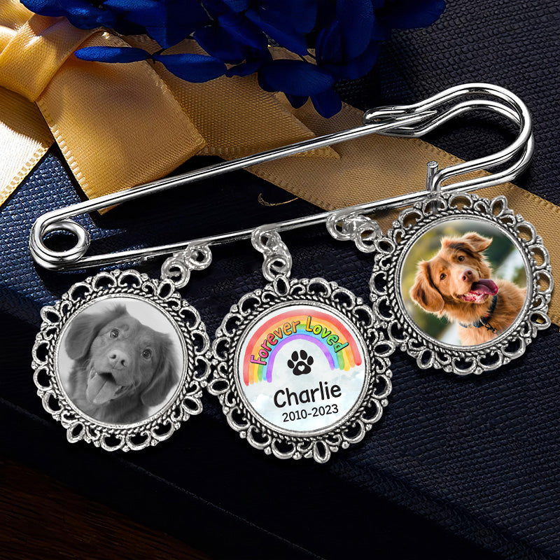 Custom Photo I'll Meet You At The Rainbow Bridge - Memorial Personalized Custom Round Shaped Lapel Pin, Brooch - Sympathy Gift For Pet Owners, Pet Lovers