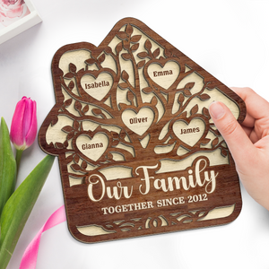 Our Family Together Since - Family Personalized Custom 2-Layered Wooden Plaque With Stand - Gift For Family Members