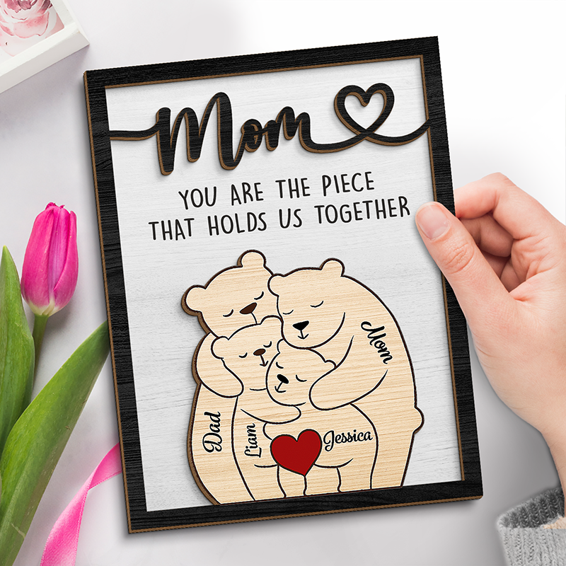 You Are The Special Piece Of Our Family - Family Personalized Custom 2-Layered Wooden Plaque With Stand - Mother's Day, House Warming Gift For Mom, Grandma
