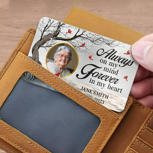 Custom Photo I'm Always By Your Side - Memorial Personalized Custom Aluminum Wallet Card - Sympathy Gift For Family Members