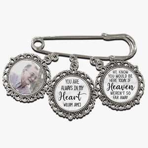 Custom Photo You're Always In My Heart - Memorial Personalized Custom Round Shaped Lapel Pin, Brooch - Sympathy Gift For Family Members