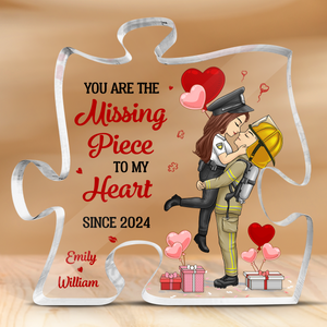 When I Met You - Couple Personalized Custom Puzzle Shaped Acrylic Plaque - Gift For Husband Wife, Anniversary