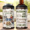 Husband And Wife Drinking Buddies For Life - Camping Personalized Custom 4 In 1 Can Cooler Tumbler - Gift For Husband Wife, Camping Lovers