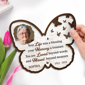 Custom Photo You Are Loved Beyond Words - Memorial Personalized Custom 2-Layered Wooden Plaque With Stand - Sympathy Gift For Family Members