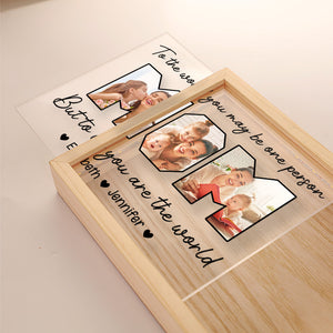 Custom Photo You Mean The World To Us - Family Personalized Custom Frame Light Box - Birthday Gift For Mom