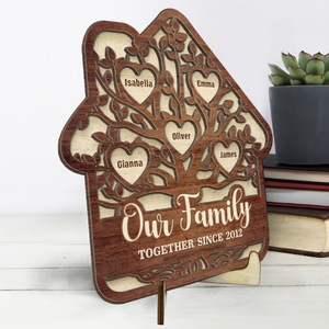 Our Family Together Since - Family Personalized Custom 2-Layered Wooden Plaque With Stand - Gift For Family Members