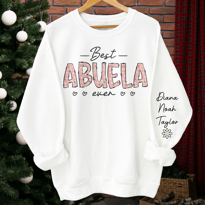 This Mommy Wears Her Heart On Her Sleeve  - Family Personalized Custom Unisex Sweatshirt With Design On Sleeve - Birthday Gift For Mom, Grandma