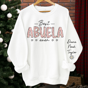 This Mommy Wears Her Heart On Her Sleeve  - Family Personalized Custom Unisex Sweatshirt With Design On Sleeve - Birthday Gift For Mom, Grandma