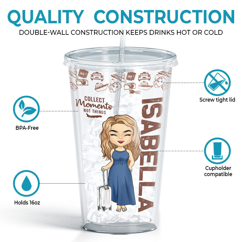 Travel Far Enough, You Meet Yourself - Travel Personalized Custom Clear Acrylic Tumbler - Gift For Travel Lovers