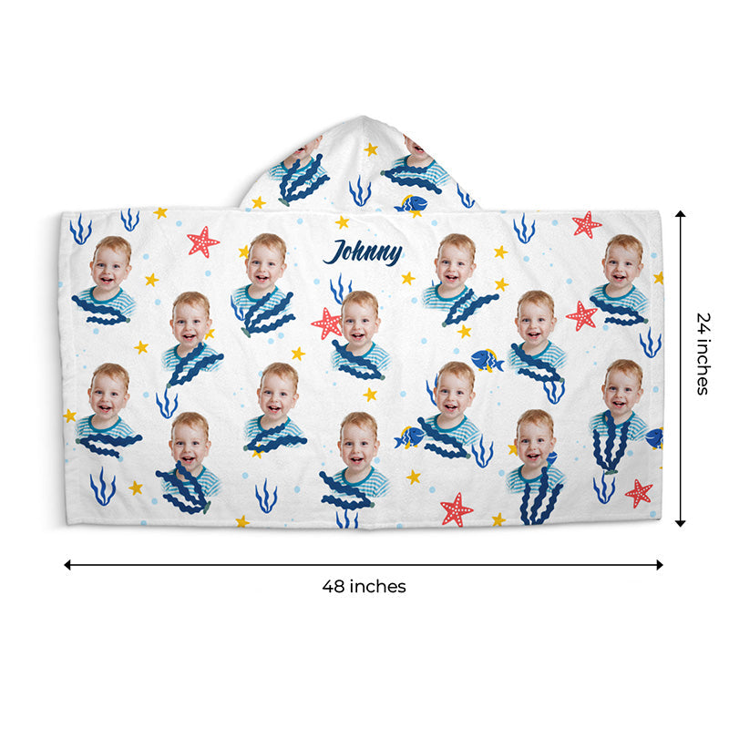 Custom Photo We All Need Vitamin Sea - Family Personalized Custom Kid Hooded Beach Towel - Gift For Kids, Family Members