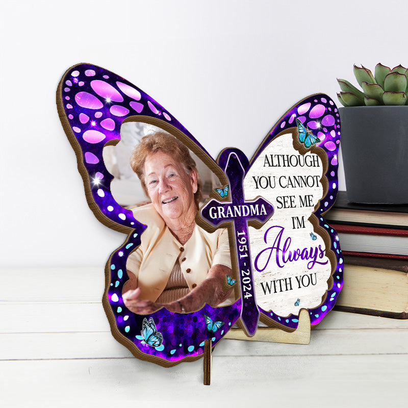Custom Photo Forever In My Heart - Memorial Personalized Custom 2-Layered Wooden Plaque With Stand - Sympathy Gift, Gift For Family Members, Pet Owners, Pet Lovers