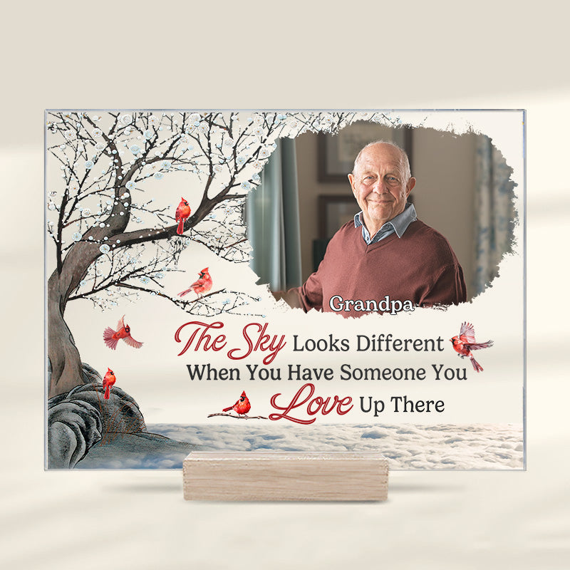 Custom Photo Our Hearts Are Together Forever - Memorial Personalized Custom Acrylic Plaque - Christmas Gift, Sympathy Gift For Family Members