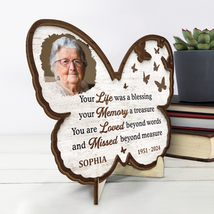 Custom Photo You Are Loved Beyond Words - Memorial Personalized Custom 2-Layered Wooden Plaque With Stand - Sympathy Gift For Family Members