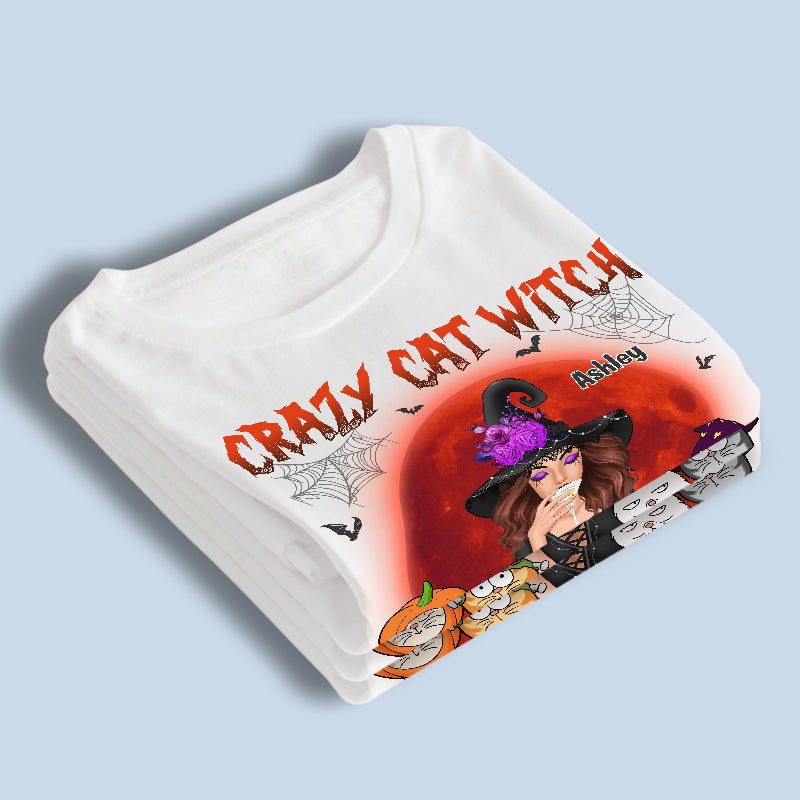 Crazy Cat Witch - Cat Personalized Custom Witch Unisex T-shirt, Hoodie, Sweatshirt - Halloween Gift For Witches, Yourself, Pet Owners, Pet Lovers