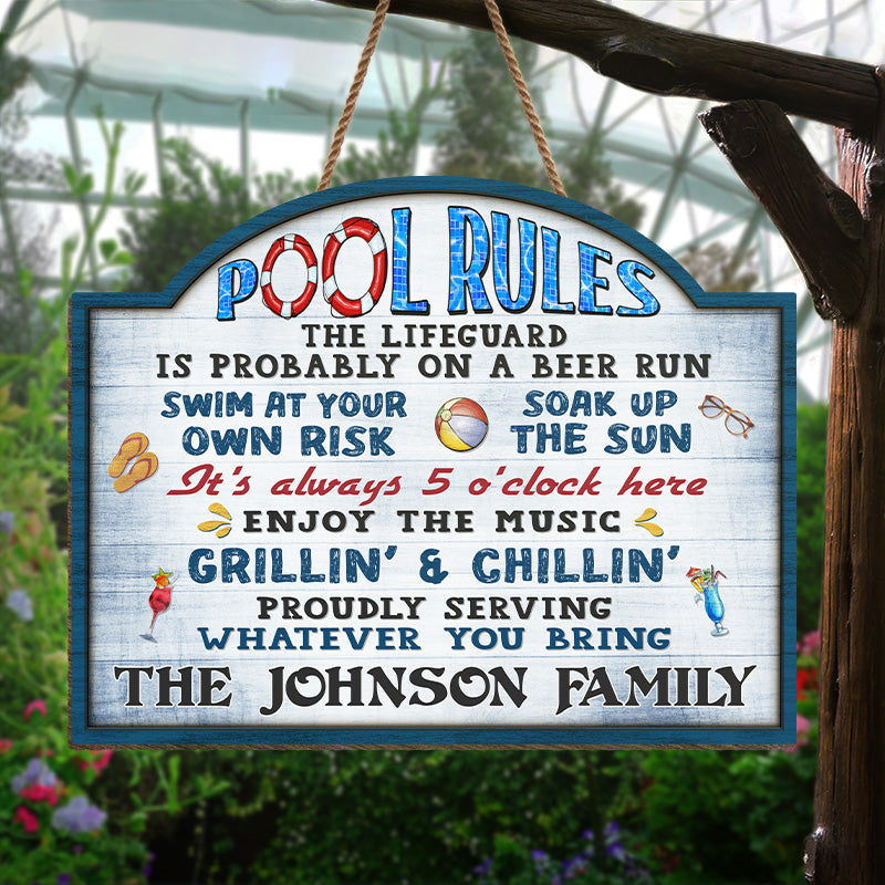 Swim At Your Own Risk Soak Up The Sun - Couple Personalized Custom Shaped Home Decor Wood Sign - House Warming Gift For Husband Wife, Annivesary