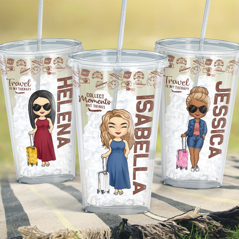 Travel Far Enough, You Meet Yourself - Travel Personalized Custom Clear Acrylic Tumbler - Gift For Travel Lovers
