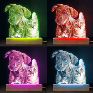 Photo personnalisée : La vie est meilleure avec un bébé en fourrure ! Lampe LED 3D personnalisée pour chien et chat. Téléchargez une photo pour un cadeau pour les propriétaires et les amoureux des animaux.