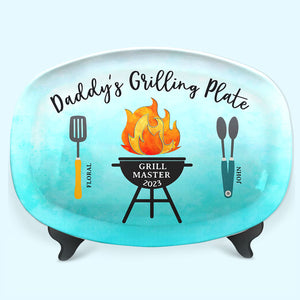 Daddy's Grilling Plate - Family Personalized Custom Platter - Father's Day, Birthday Gift For Dad