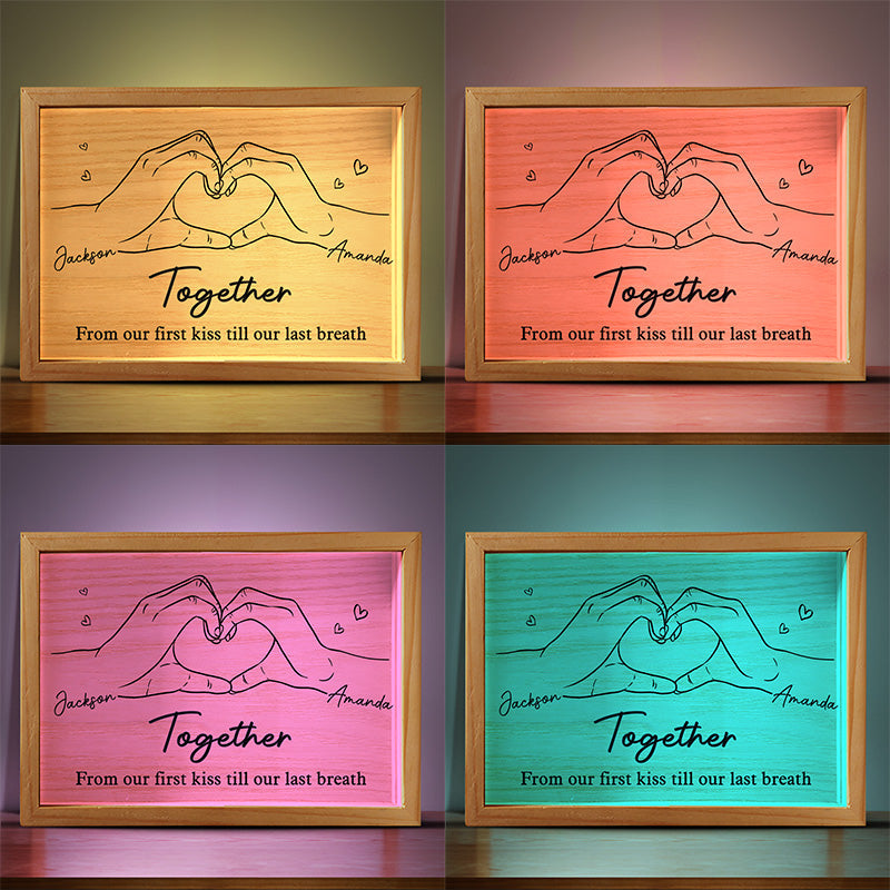 From Our First Kiss - Couple Personalized Custom Frame Light Box - Gift For Husband Wife, Anniversary
