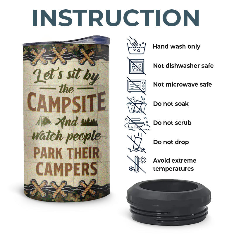 Making Memories One Campsite At A Time - Camping Personalized Custom 4 In 1 Can Cooler Tumbler - Gift For Husband Wife, Camping Lovers