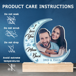 Custom Photo Love You To The Moon And Back - Couple Personalized Custom Shaped 3D LED Light - Upload Photo Gift For Husband Wife, Anniversary