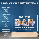 Custom Photo Five Star Dad Papa - Family Personalized Custom Rectangle Shaped 3D LED Light - Father's Day, Birthday Gift For Dad, Grandpa