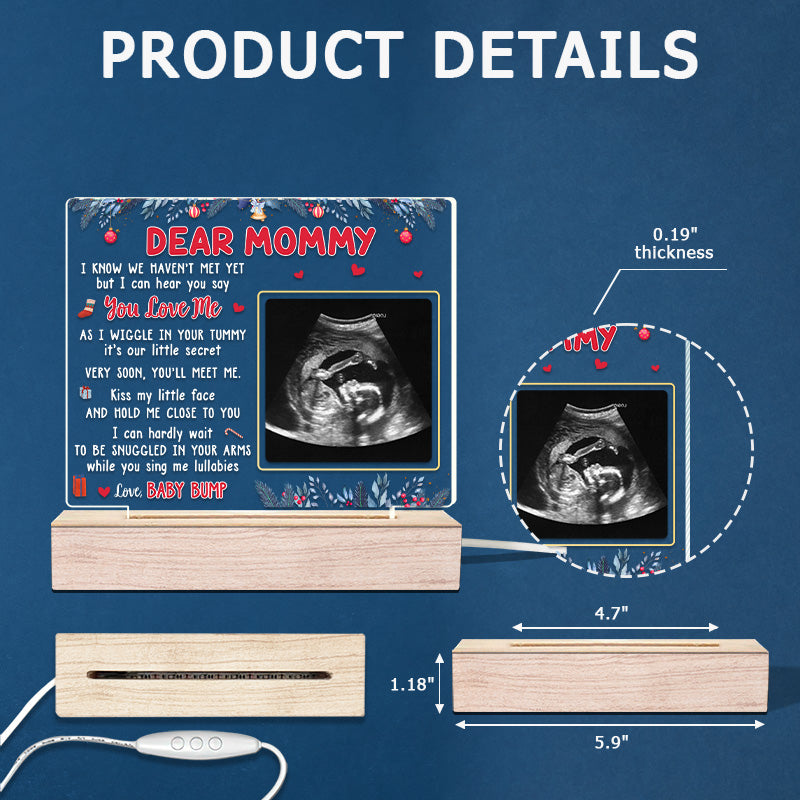 Custom Photo Kiss My Little Face - Family Personalized Custom Rectangle Shaped 3D LED Light - Christmas Gift For First Mom