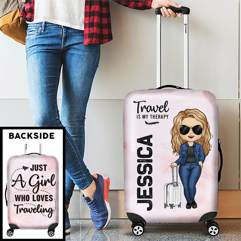 A Girl Who Loves Traveling - Travel Personalized Custom Luggage Cover - Gift For Travel Lovers