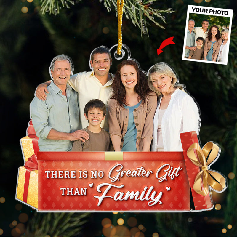 Family Custom Photo The Christmas Spirit Lives Here - Family Personalized Custom Ornament - Acrylic Custom Shaped - Christmas Gift For Family Members