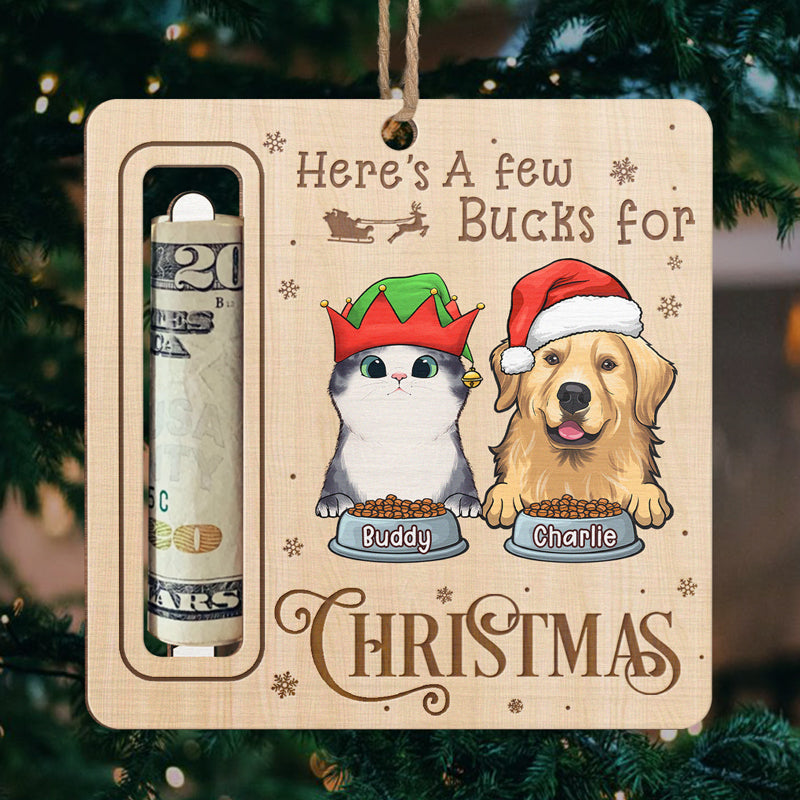 Happiness Has Paws - Dog & Cat Personalized Custom Ornament, Money Holder - Wood Custom Shaped - Christmas Gift For Pet Owners, Pet Lovers