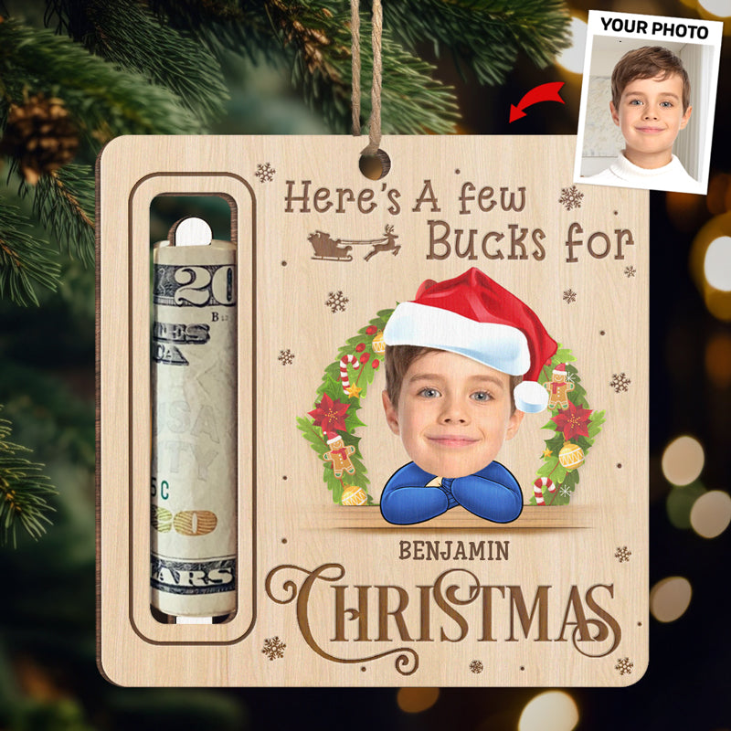Custom Photo A Few Bucks For Lovely Christmas - Family Personalized Custom Ornament, Money Holder - Wood Custom Shaped - Christmas Gift For Baby Kids, Family Members