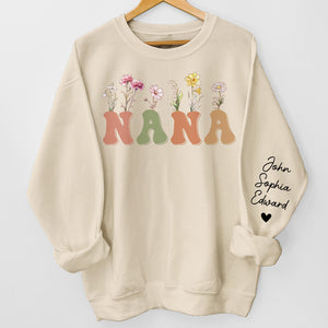 Call Me Nana - Family Personalized Custom Unisex Sweatshirt With Design On Sleeve - Birthday Gift For Mom, Grandma