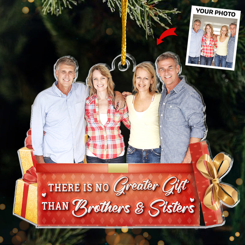 Siblings Custom Photo The Christmas Spirit Lives Here - Family Personalized Custom Ornament - Acrylic Custom Shaped - Christmas Gift For Siblings, Brothers, Sisters, Cousins, Friends