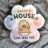 Bienvenue chez moi, les humains vivent ici aussi - Coussin personnalisé pour chien et chat - Cadeau pour les propriétaires d'animaux et les amoureux des animaux