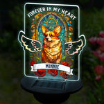 Forever In My Heart - Memorial Personalized Custom Stain Glass Style Garden Solar Light - Sympathy Gift, Gift For Dog Lovers