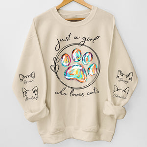 Just A Girl Loves Dogs - Sweat-shirt unisexe personnalisé avec motif sur la manche - Cadeau pour propriétaires et amoureux des animaux