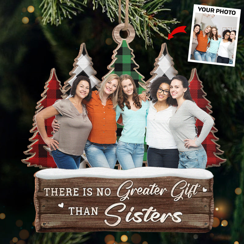 Sisters Custom Photo Warm Winter Wishes - Family Personalized Custom Ornament - Wood Custom Shaped - Christmas Gift For Siblings, Brothers, Sisters, Cousins, Friends