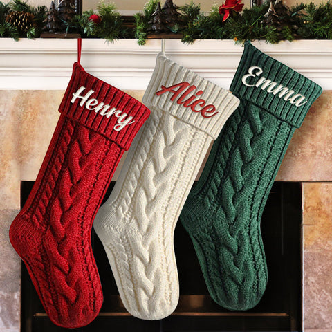 All The World Is Happy When Santa Claus Comes - Family Personalized Custom Knit Stocking - Christmas Gift For Family Members