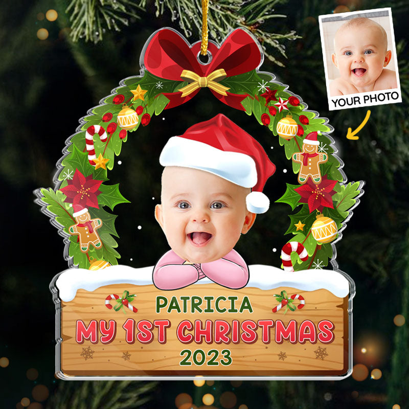 Custom Photo My First Christmas - Family Personalized Custom Ornament - Acrylic Custom Shaped - Christmas Gift For Baby Kids, Newborn Baby