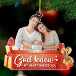 Couple Custom Photo The Christmas Spirit Lives Here - Couple Personalized Custom Ornament - Acrylic Custom Shaped - Christmas Gift For Husband Wife, Anniversary