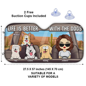 Life Is Better With A Dog - Dog Personalized Custom Auto Windshield Sunshade, Car Window Protector - Gift For Pet Owners, Pet Lovers