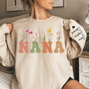Call Me Nana - Family Personalized Custom Unisex Sweatshirt With Design On Sleeve - Birthday Gift For Mom, Grandma