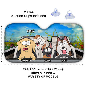 Family Outing - Dog Personalized Custom Auto Windshield Sunshade, Car Window Protector - Gift For Pet Owners, Pet Lovers