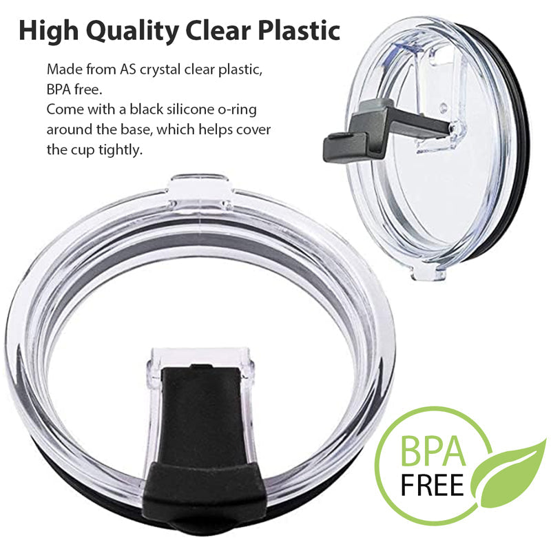 Combo 1 Replacement Lid, 2 Straws And 1 Cleaner Brush - BPA Free Lid, Stainless Steel Metal Straws With Cleaner Brush Set - Reusable Drinking Accessories For Can Cooler Tumbler